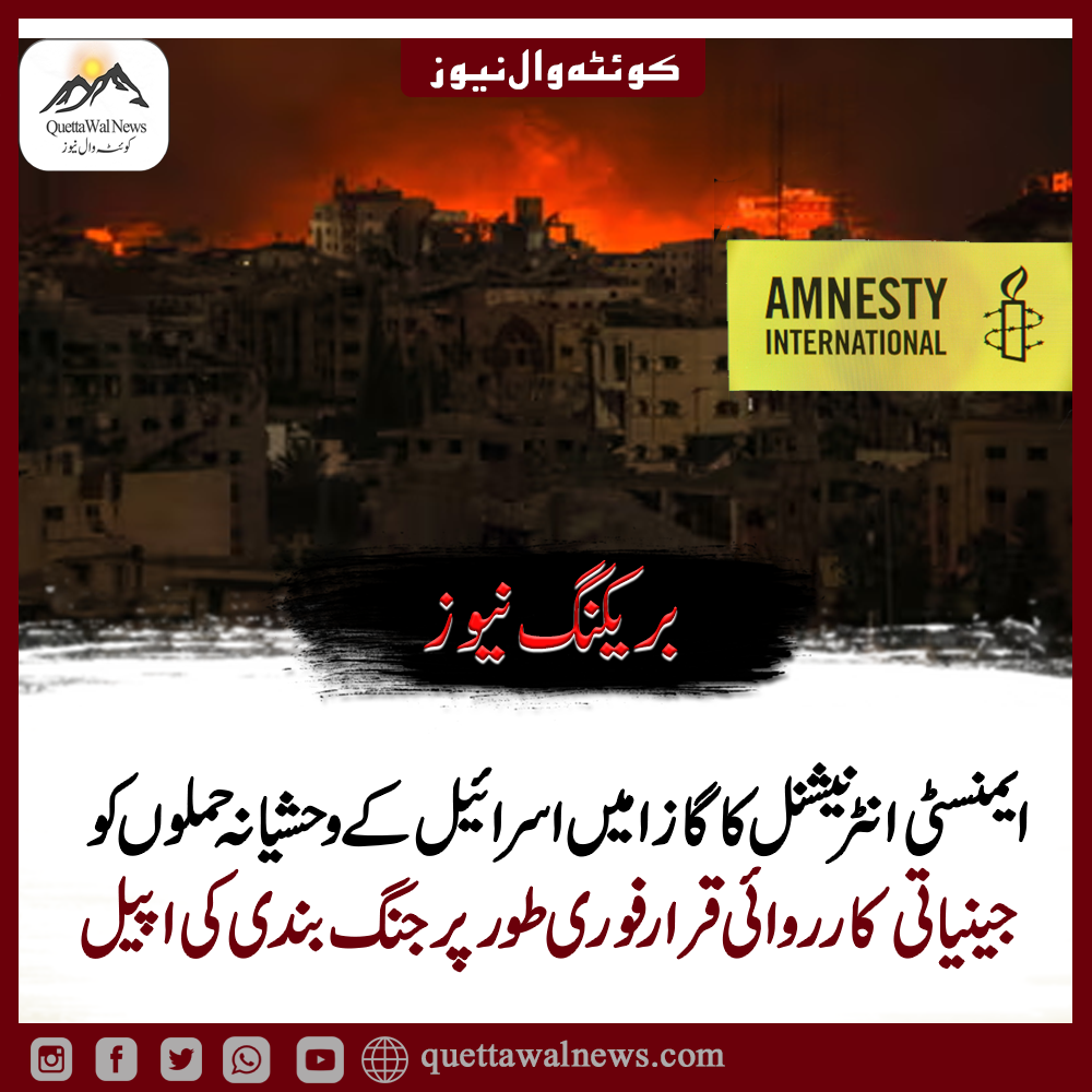 گازا میں اسرائیل کی جینیاتی کارروائی کی ایمنسٹی رپورٹ: عالمی برادری کو فوری طور پر کارروائی کرنا ہوگی
